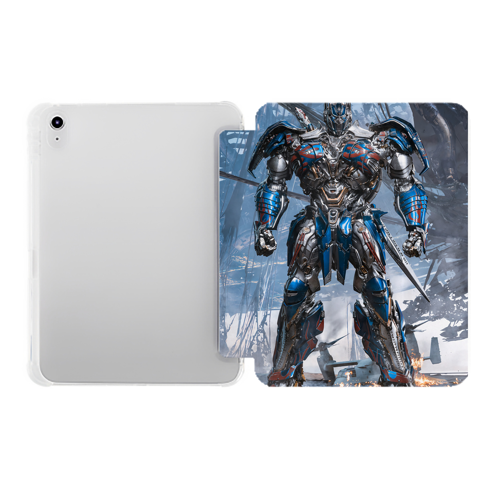 （画像用） Transformers トランスフォーマー IPad ケース ペン収納付き 三つ折りスタンド PUレザー×シリコン 対応機種9.5/10.5/10.9インチ
